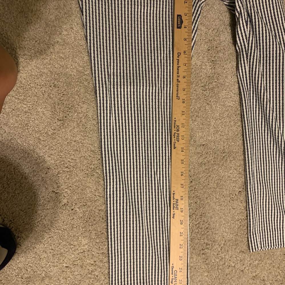 Ann Taylor dark blue and cream stripe two piece suit. - Picture 3 of 5